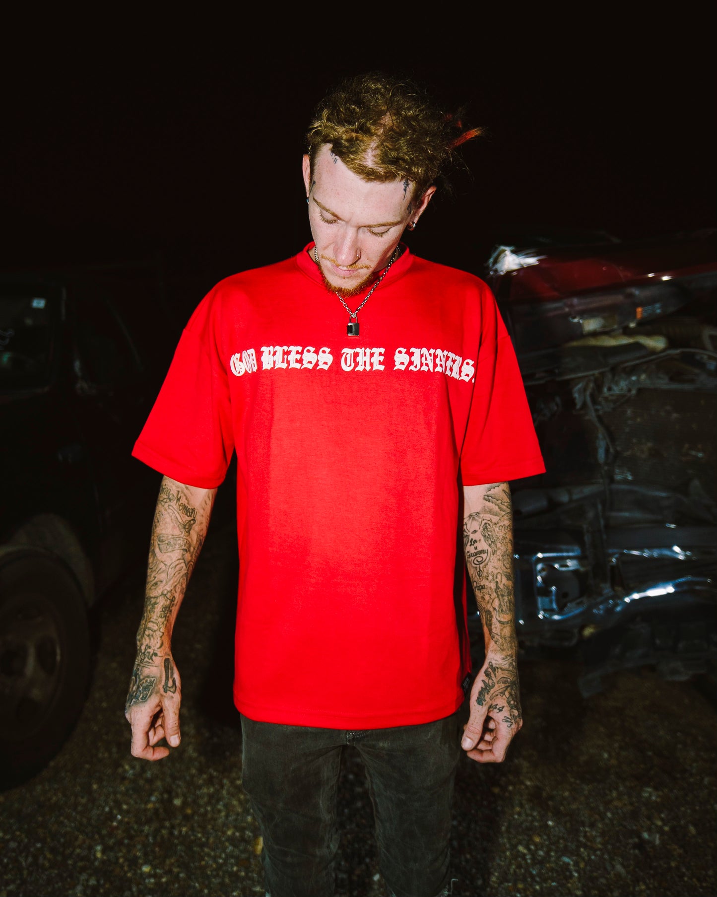 God Bless the Sinners T-Shirt (RED)